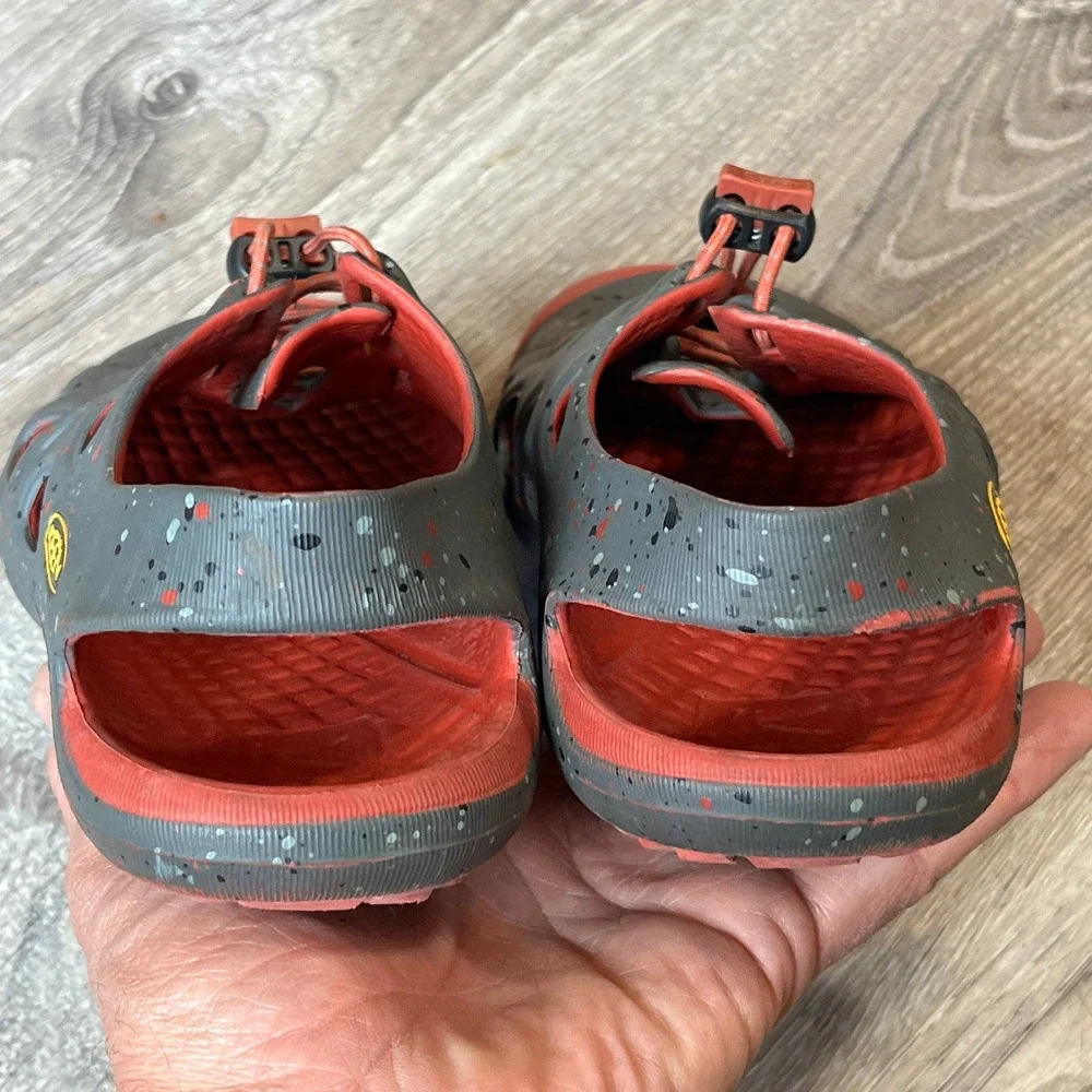 Keen Kids Rio Grey Red Paint Splatter Water Sandals Bungee Lace Shoes Size 1 US